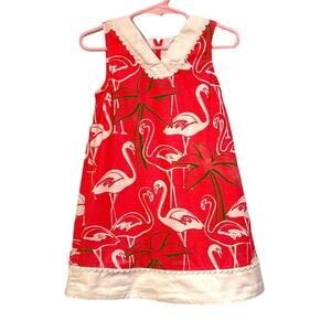 Gymboree Dress Girls Size 4 Palm Beach Paradise Coral Pink Flamingo Shift
